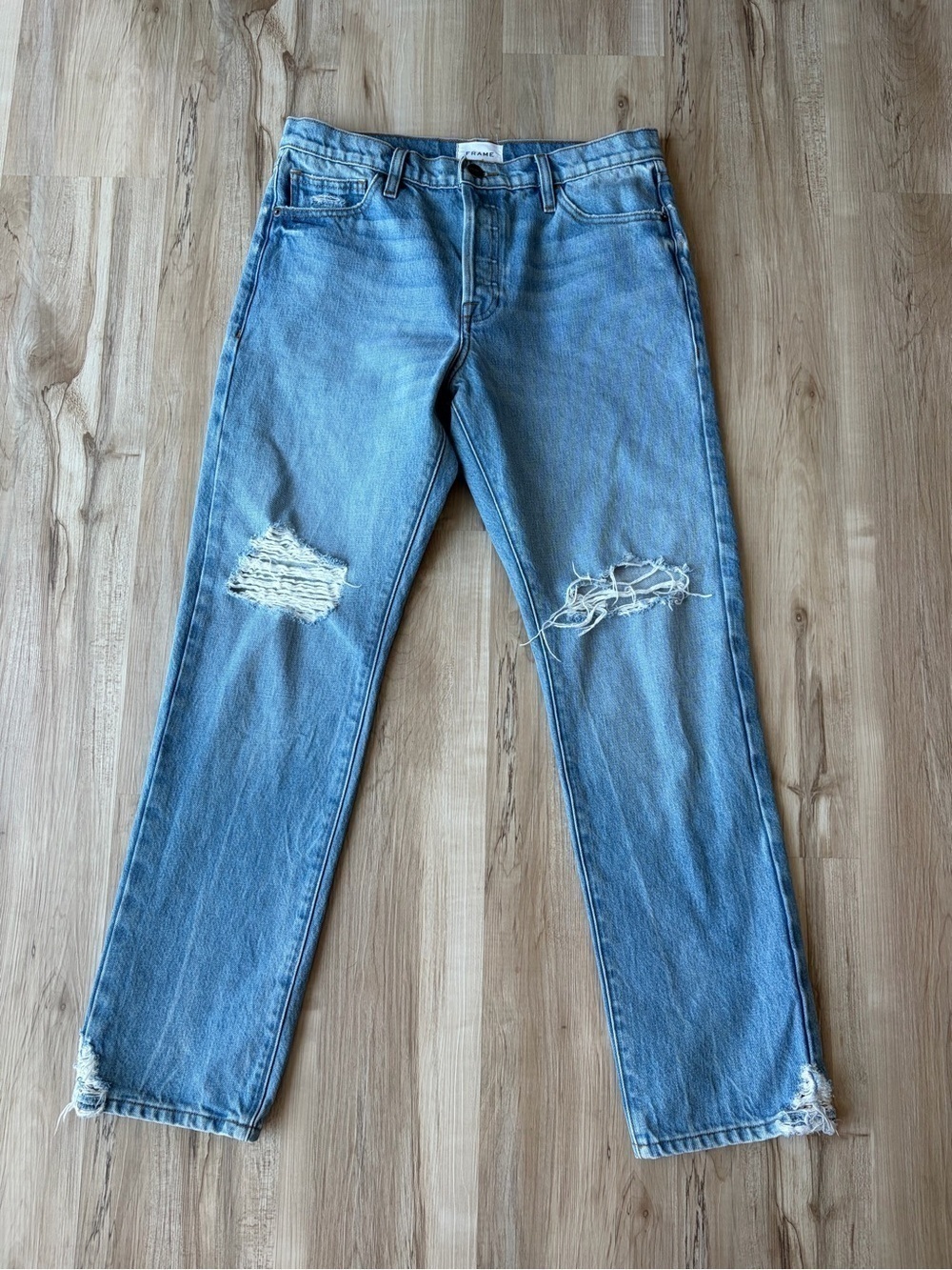 Frame High Rise Boyfriend Distressed Jeans - Picture 2 of 9